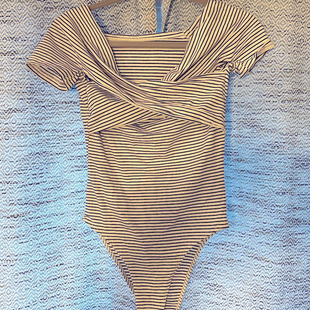 Black and white striped bodysuit, size medium